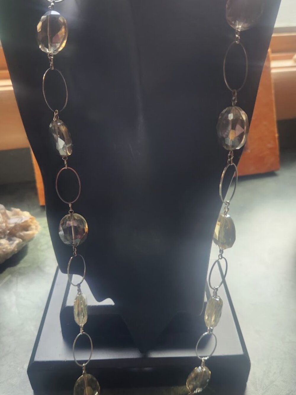 Champagne Crystal Rope Necklace - 32" Opera Length! - Picture 4 of 5